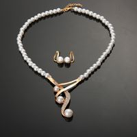 Fashion Geometric Alloy Plating Inlay Artificial Rhinestones Artificial Pearls Jewelry Set 1 Set main image 2