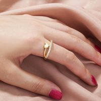 Fashion Geometric Heart Shape Copper Open Ring Inlay Zircon Copper Rings 1 Piece main image 5