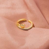 Fashion Geometric Heart Shape Copper Open Ring Inlay Zircon Copper Rings 1 Piece main image 6