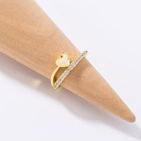 Fashion Geometric Heart Shape Copper Open Ring Inlay Zircon Copper Rings 1 Piece sku image 1