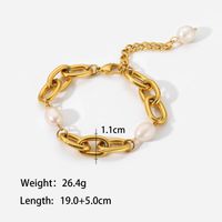 Damenmode Einfache Art Geometrische Edelstahl Künstliche Perlen Armbänder sku image 1