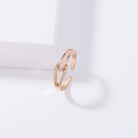 Fashion Geometric Copper Open Ring Inlaid Zircon Copper Rings 1 Piece main image 2