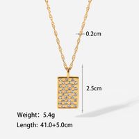 Women's Retro Fashion Square Stainless Steel Zircon Necklace Plating Stainless Steel Necklaces sku image 1