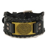 Hot Sale Leather Bracelet Retro Woven Compass Men's Leather Bracelet Wholesale Nihaojewelry sku image 5