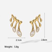 Women's Fashion Simple Style Geometric Stainless Steel Zircon Earrings Plating Stainless Steel Earrings sku image 1