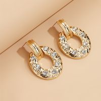 Women's Fashion Round Alloy Earrings Gold Plated Rhinestone Earrings main image 3