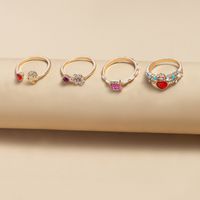 Women's Sweet Heart Flower Alloy Rings Zircon Stainless Steel Rings main image 4