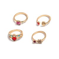 Women's Sweet Heart Flower Alloy Rings Zircon Stainless Steel Rings main image 5