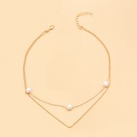 Women's Simple Style Solid Color Imitation Pearl Alloy Necklace Layered Necklaces main image 2