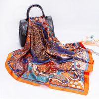 Women's Elegant Fashion Printing Satin Printing Silk Scarves sku image 1