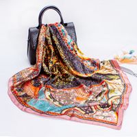Women's Elegant Fashion Printing Satin Printing Silk Scarves sku image 2