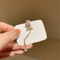 Women's Sweet Water Drop Flower Alloy Earrings Plating Artificial Rhinestones Earrings sku image 1