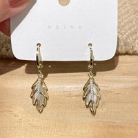 Women's Fashion Leaves Brass Earrings Plating Rhinestone Opal Earrings main image 2