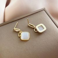 Women's Fashion Square Alloy Ear Studs Plating Opal Earrings main image 2