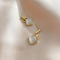 Women's Fashion Square Alloy Ear Studs Plating Opal Earrings main image 5