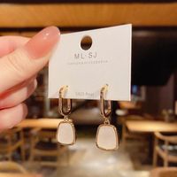 Women's Fashion Square Alloy Ear Studs Plating Opal Earrings main image 5