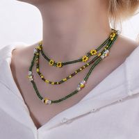 Frau Mode Pastoral Blume Imitationsperle Halskette Keine Intarsien Halsketten sku image 1