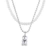 Fashion Bear Alloy Artificial Pearls Pendant Necklace main image 3