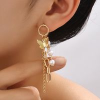 Women's Retro Fashion Geometric Butterfly Alloy Earrings Artificial Pearls Earrings main image 5