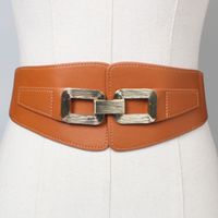 Simple Style Solid Color Pu Leather Alloy Corset Belt Metal Button main image 5
