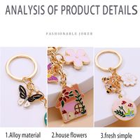 Cute Flower Bee Butterfly Alloy Dripping Oil No Inlaid Key Chains main image 5