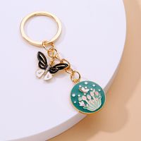 Cute Flower Bee Butterfly Alloy Dripping Oil No Inlaid Key Chains sku image 2
