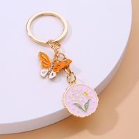 Cute Flower Bee Butterfly Alloy Dripping Oil No Inlaid Key Chains sku image 3