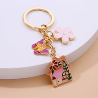 Cute Flower Bee Butterfly Alloy Dripping Oil No Inlaid Key Chains sku image 4
