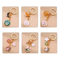 Cute Flower Bee Butterfly Alloy Dripping Oil No Inlaid Key Chains main image 2