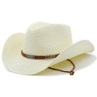 Unisex Cowboy Style Solid Color Curved Eaves Straw Hat main image 4