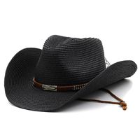 Unisex Cowboy Style Solid Color Curved Eaves Straw Hat main image 3