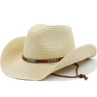 Unisex Cowboy Style Solid Color Curved Eaves Straw Hat main image 1