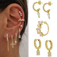 Women's Fashion Geometric Copper Earrings Gold Plated Inlaid Zircon Zircon Copper Earrings main image 7