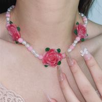 Mujeres Romántico Flor Con Cuentas Perla De Imitación Collar Collares main image 1