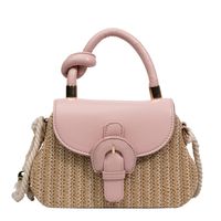 Women's Streetwear Geometric Square Flip Cover Square Bag Straw Shoulder Bags sku image 5