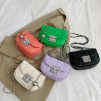Women's Vintage Style Fashion Solid Color Lingge Square Buckle Square Bag Pu Leather Shoulder Bags main image 1