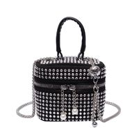 Women's Fashion Solid Color With Drill Pearl Chain Square Zipper Square Bag Pu Leather Shoulder Bags main image 4