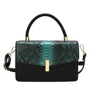 Femmes Mode Couleur Unie Serpent Motif Surface Molle Carré Boucle Magnétique Sac Carré Faux Cuir Sacs À Bandoulière main image 4