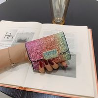 Unisex Streetwear Gradient Color Splicing Soft Surface Square Buckle Envelope Bag Pu Leather Wallets sku image 3