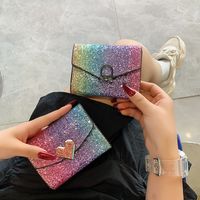 Unisex Streetwear Gradient Color Splicing Soft Surface Square Buckle Envelope Bag Pu Leather Wallets main image 3