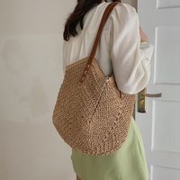 Women's Straw Solid Color Fashion Weave Square Magnetic Buckle Straw Bag main image 5