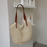 Women's Straw Solid Color Fashion Weave Square Magnetic Buckle Straw Bag main image 2