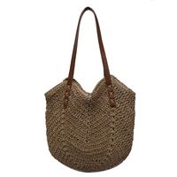 Women's Straw Solid Color Fashion Weave Square Magnetic Buckle Straw Bag sku image 2