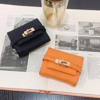 Women's Business Fashion Solid Color Soft Surface Square Zipper Hasp Card Holder/card Clamp Pu Leather Wallets main image 5