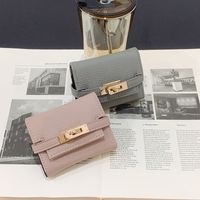 Women's Business Fashion Solid Color Soft Surface Square Zipper Hasp Card Holder/card Clamp Pu Leather Wallets main image 4