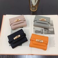 Women's Business Fashion Solid Color Soft Surface Square Zipper Hasp Card Holder/card Clamp Pu Leather Wallets main image 1