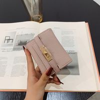 Women's Business Fashion Solid Color Soft Surface Square Zipper Hasp Card Holder/card Clamp Pu Leather Wallets main image 2