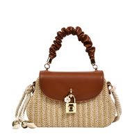 Women's Medium Straw Solid Color Vintage Style Cloud Shape Lock Clasp Straw Bag main image 2