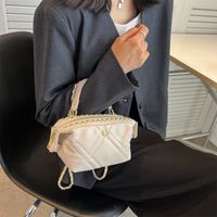 Women's Pu Leather Solid Color Fashion Lingge Soft Surface Chain Zipper Crossbody Bag Chain Bag sku image 1