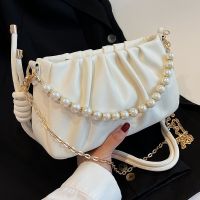 Women's Pu Leather Solid Color Fashion Pearl Pleated Chain Zipper Crossbody Bag main image 6